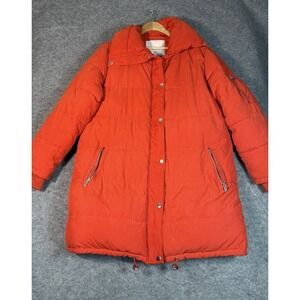 Broken Standard  Orange Puffer Coat Longline Quilted Winter Jacket Womens Large